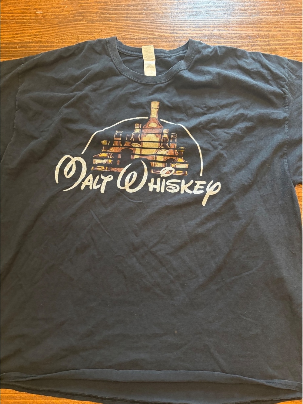 Malt Whiskey Graphic Black T-Shirt Size 3XL 100% Cotton